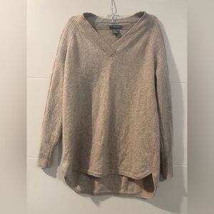 Tan V-Neck Sweater with Relaxed Fit